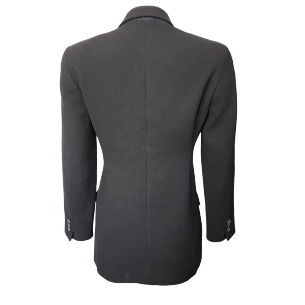 J Crew Blazer Jacket Womens Size 2 100% Wool Solid All‎ Black Double Breasted - Picture 3 of 5